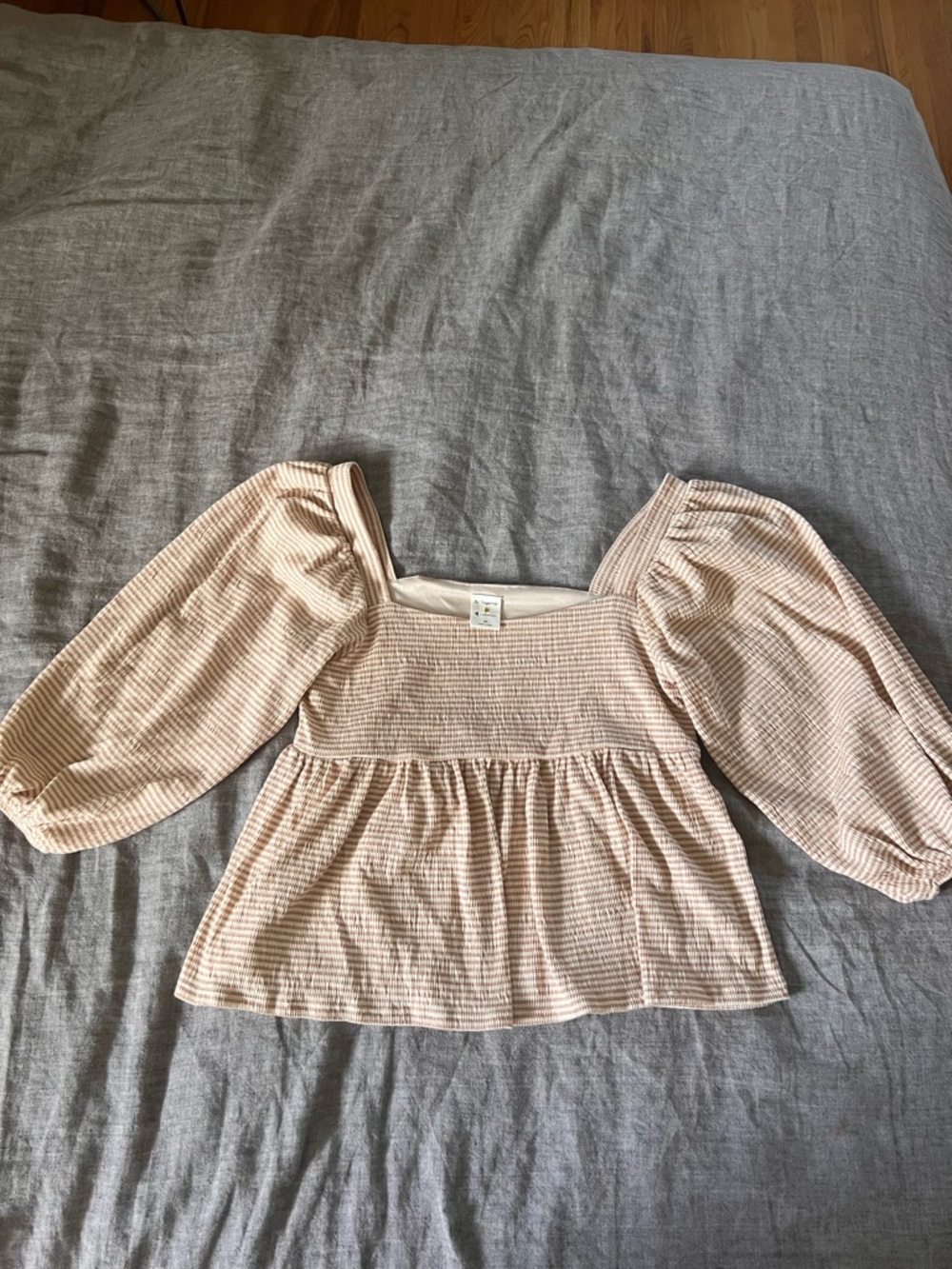 By Together Pink-Striped Smocked Top